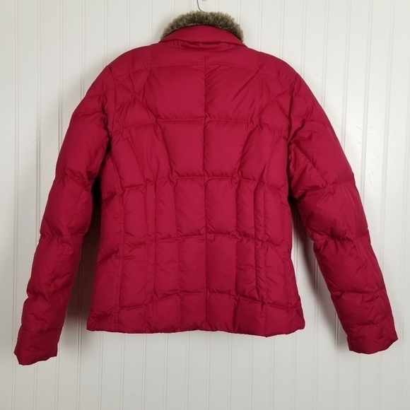 Eddie Bauer Quilted Goose Down Puffer Jacket Faux Fur Collar Pink Women's Medium - Picture 2 of 12